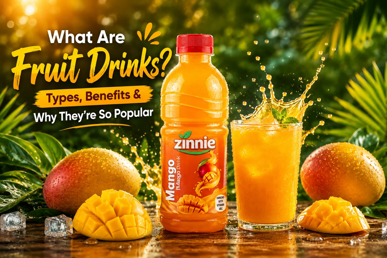 Fruit drinks bottles made from juice pulp and ready-to-drink flavored beverages